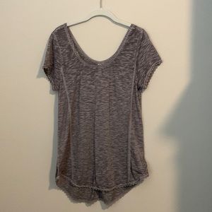Gray altar’d state womens tee with scoop neck and scalloped bottom
